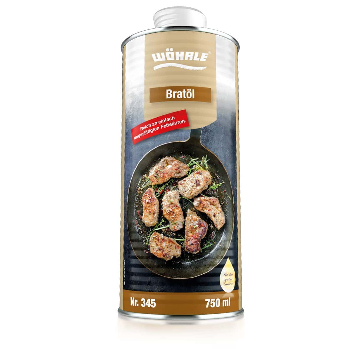 Wöhrle Bratöl 750ml Dose vor weißem Hintergrund